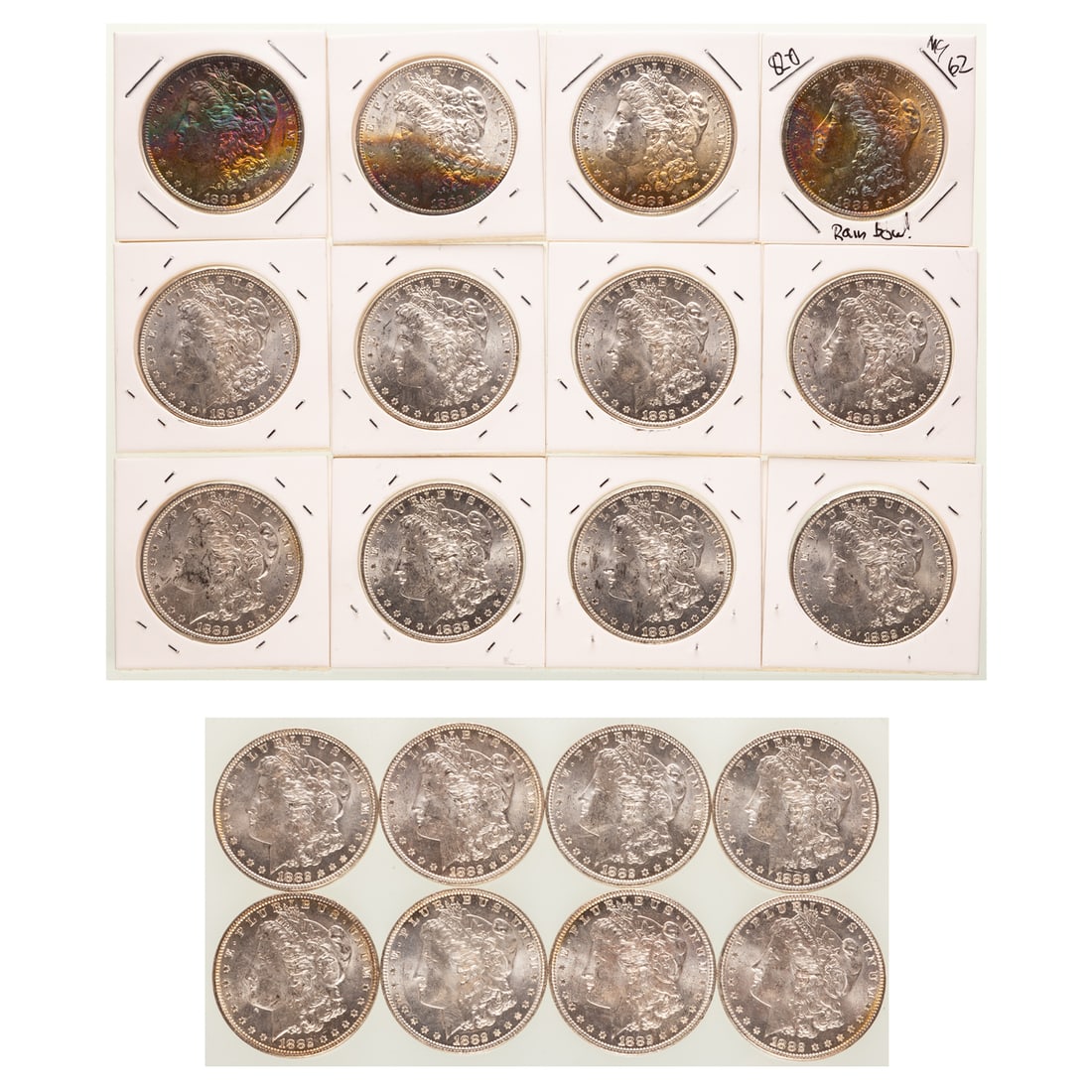 BU Roll of 1882-O Morgans with Four Rainbow & 9-O/O (1 of 11)