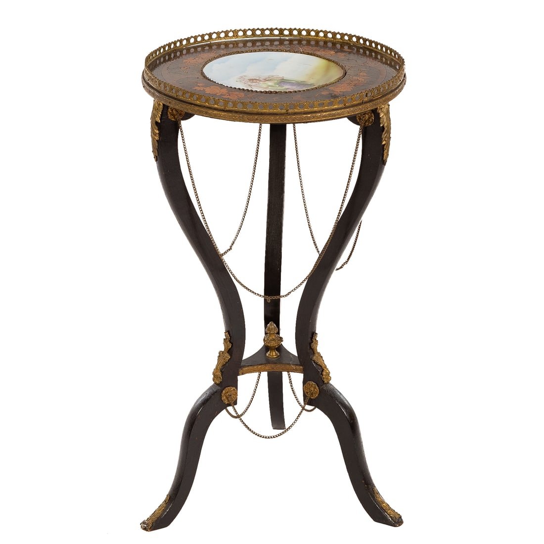 Napoleon III Style Inlaid Porcelain Plate Gueridon (1 of 4)