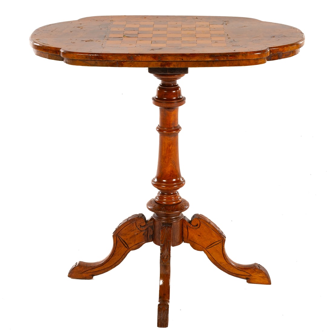 Continental Burled Wood Pedestal Games Table (1 of 3)