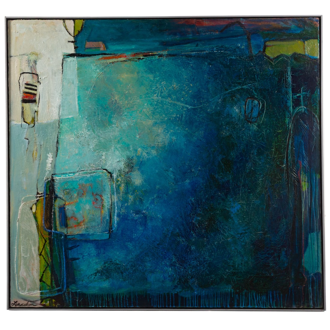 Marie Linnekin. Blue Abstract, mixed media (1 of 5)