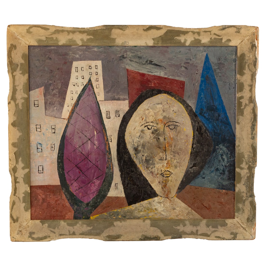 Ralph McGuire. Abstract Face & Buildings, casein (1 of 4)