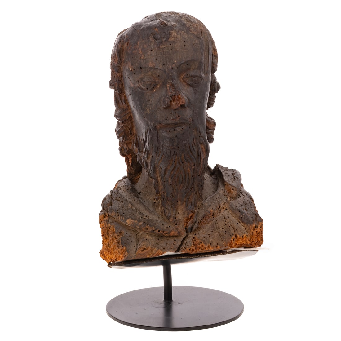 French Late Gothic Carved Boxwood Head of a Man (1 of 4)