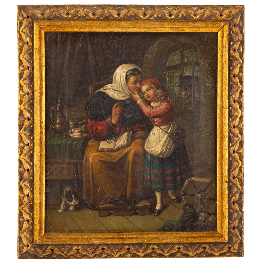 German School. Red Riding Hood, oil (1 of 3)