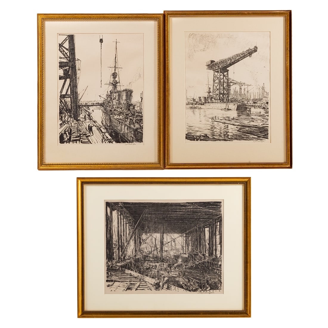 David Muirhead Bone.Three Framed Lithographs (1 of 6)