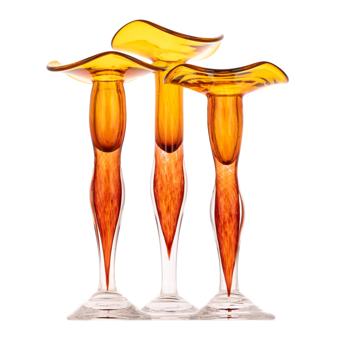 A Set of Three Art Glass Candlesticks (1 of 4)