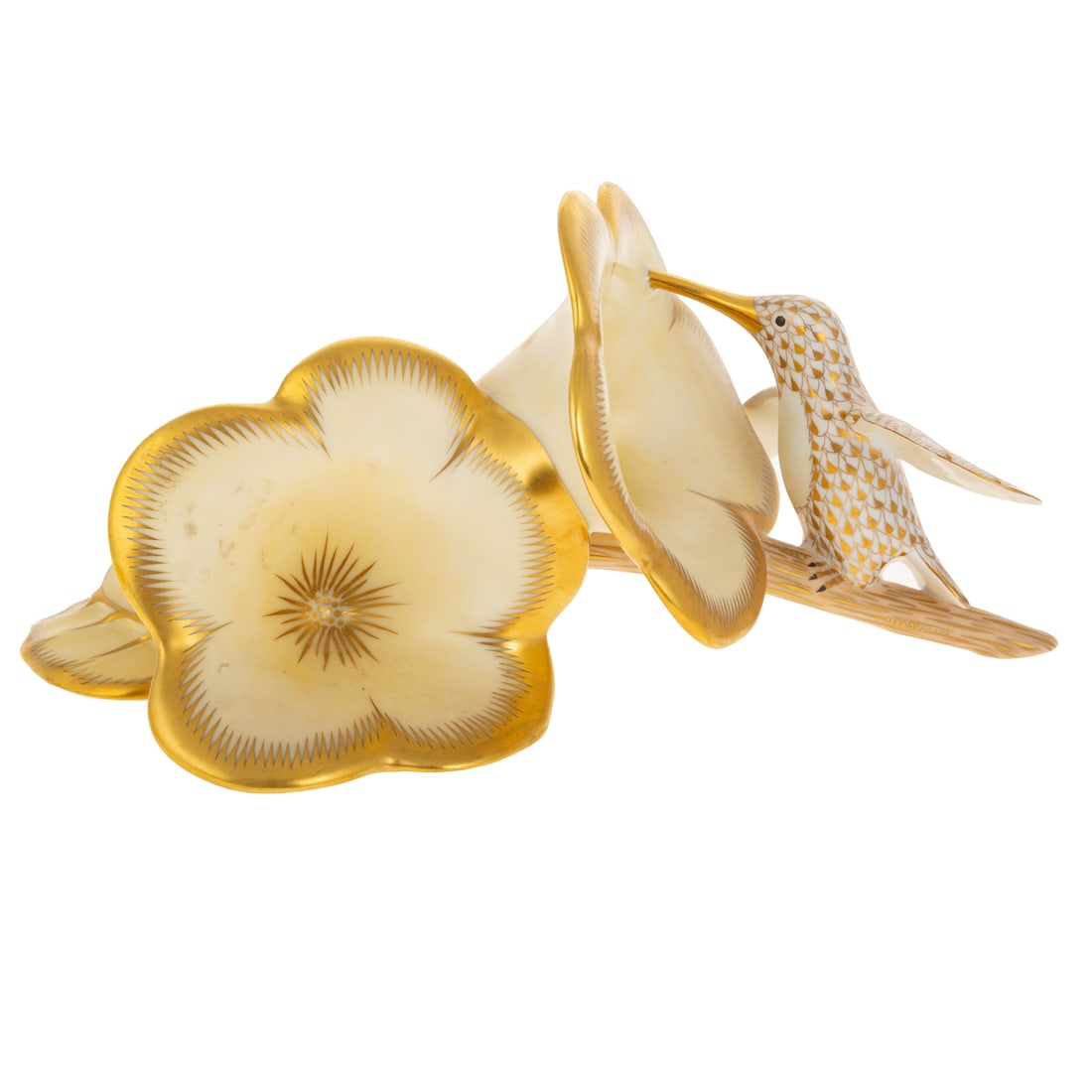 A Herend Guild Fishnet Humming Bird Figure (1 of 3)