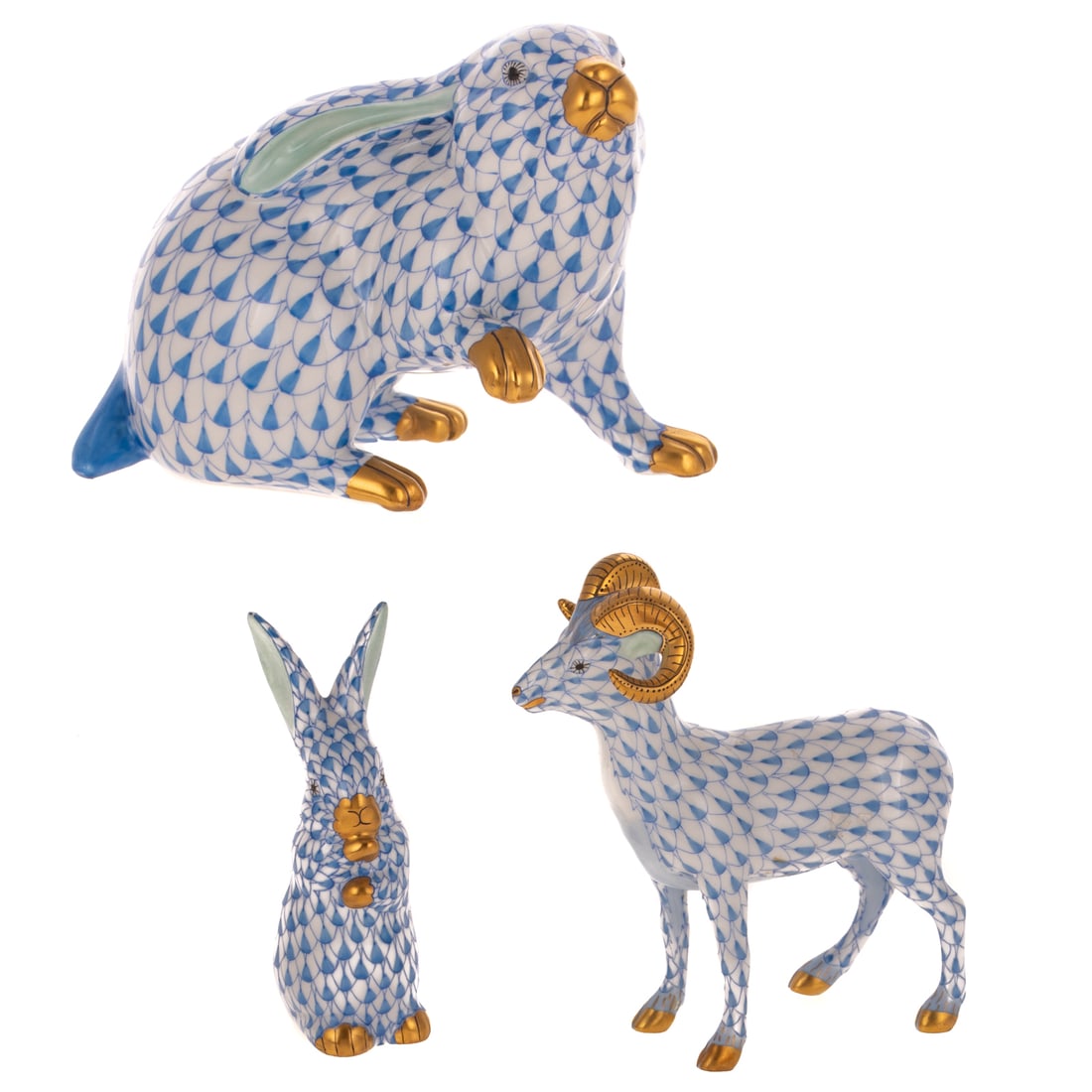 Three Herend Porcelain Fishnet Animals (1 of 3)