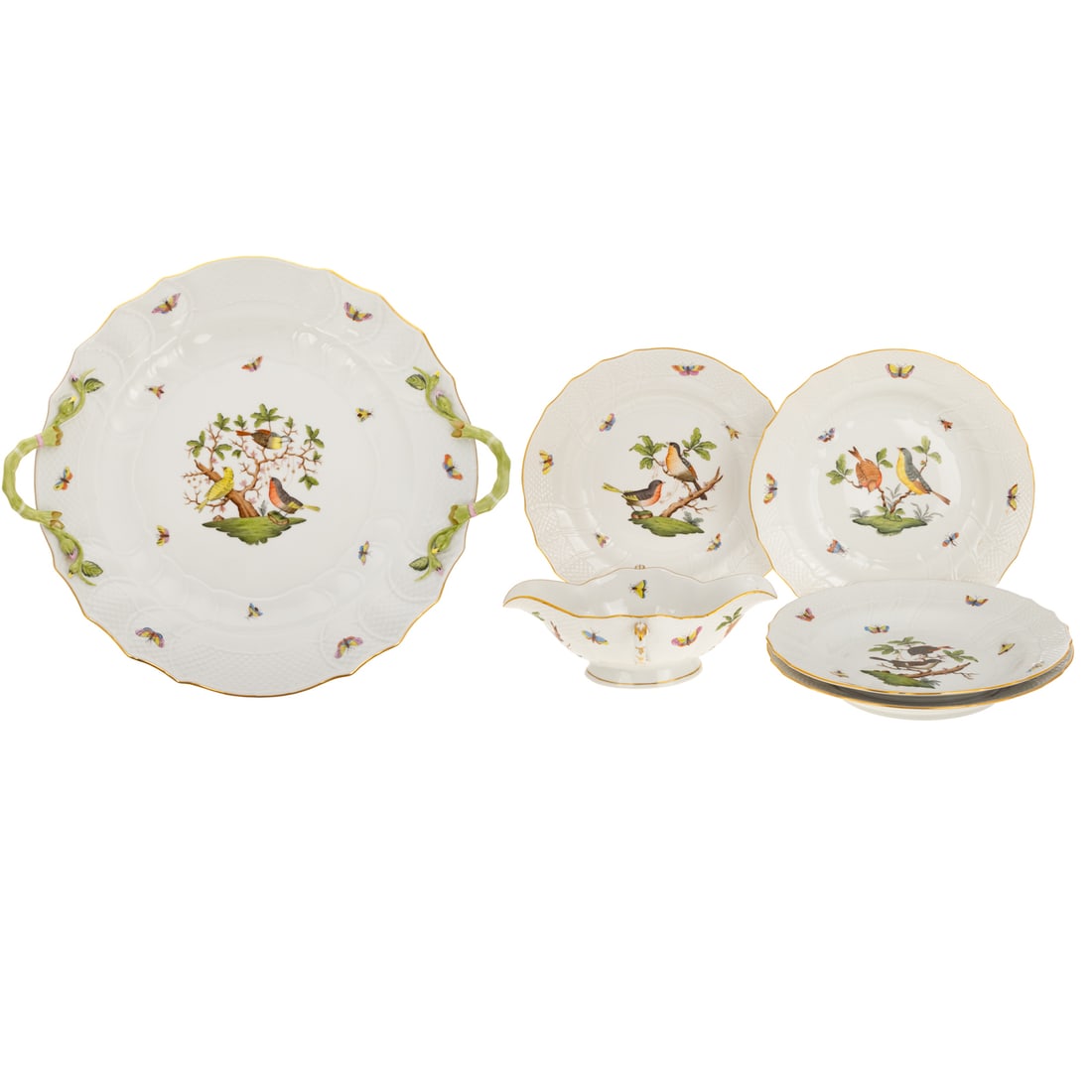 Herend Chop Plate, Dinner Plates, & Sauce Boat (1 of 8)