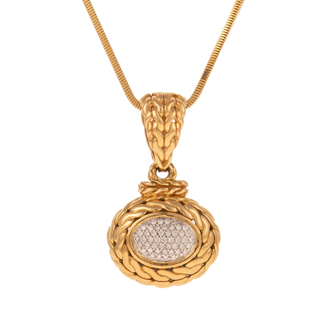 A 18K J. Hardy Diamond Pendant on 14K Chain (1 of 4)