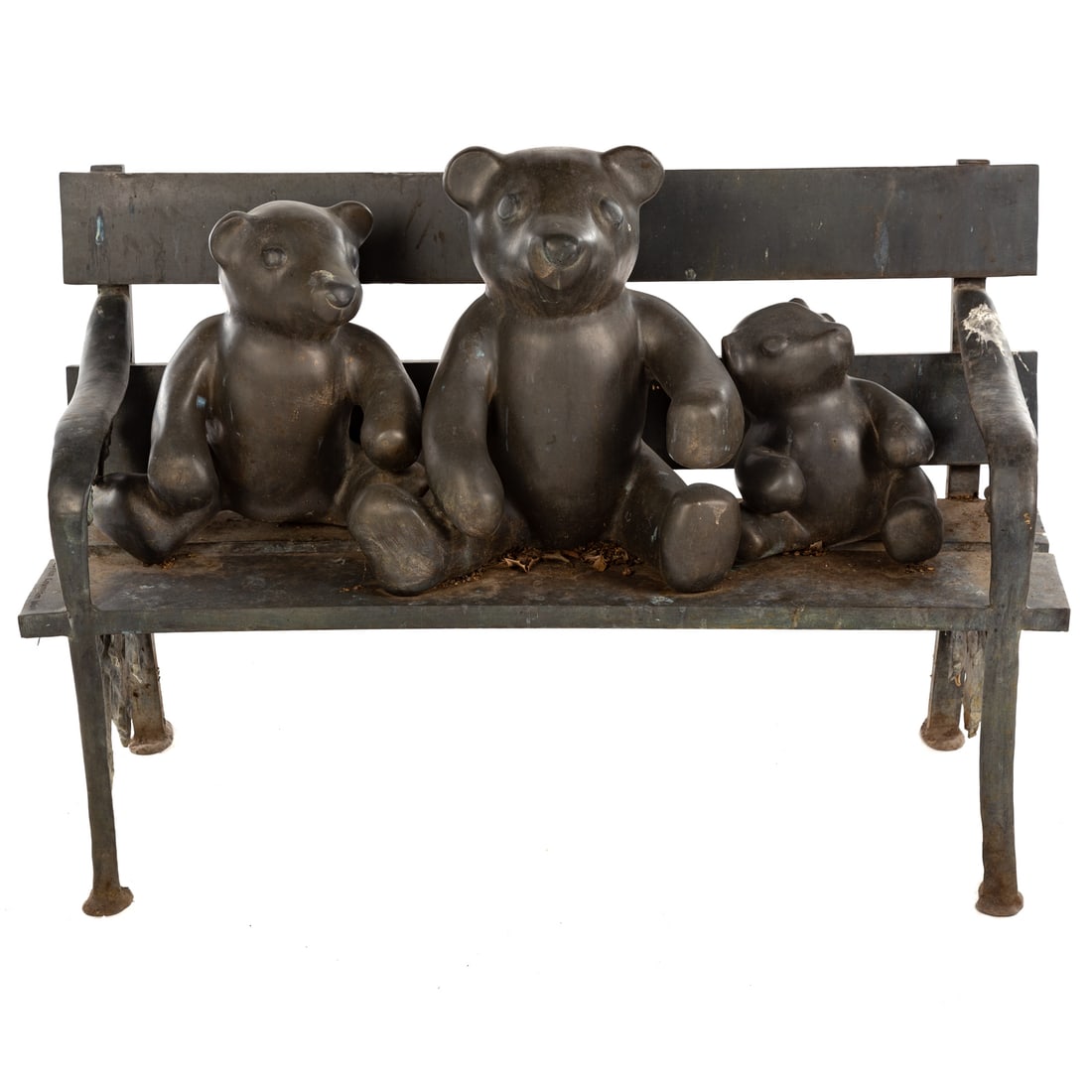 Gaynor Covington. Bears on Bench, bronze: Signed "Gaynor Covington" on end of bench, 32 in. H, 44 in. W, 20 in. D