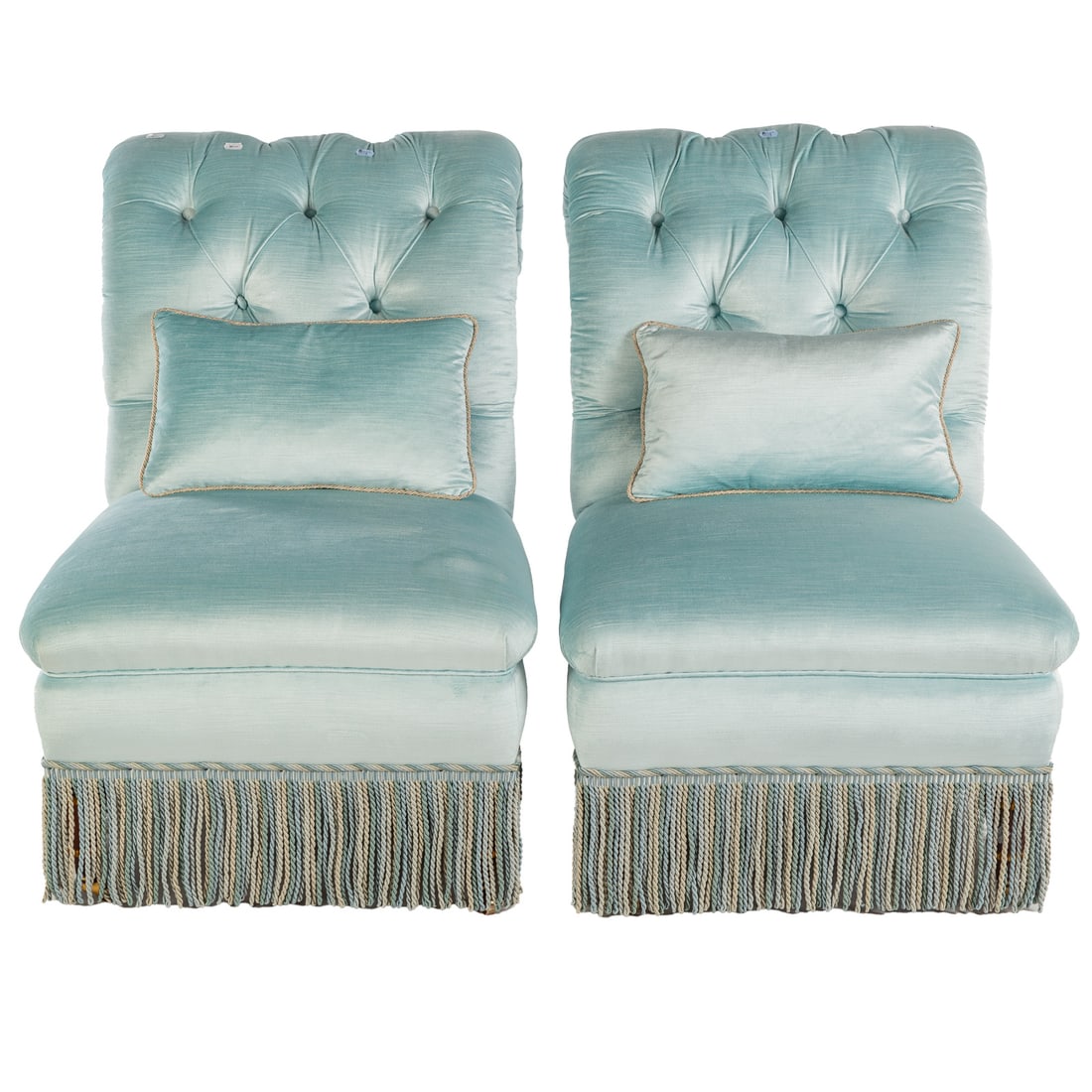 A Pair of Tufted Satin Upholstered Chairs (1 of 3)
