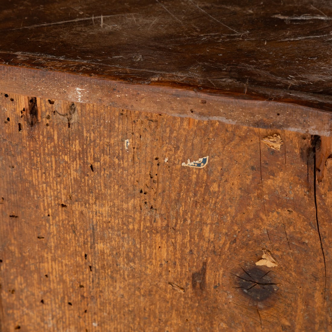 Rustic French Walnut Low Corner Cabinet - 7