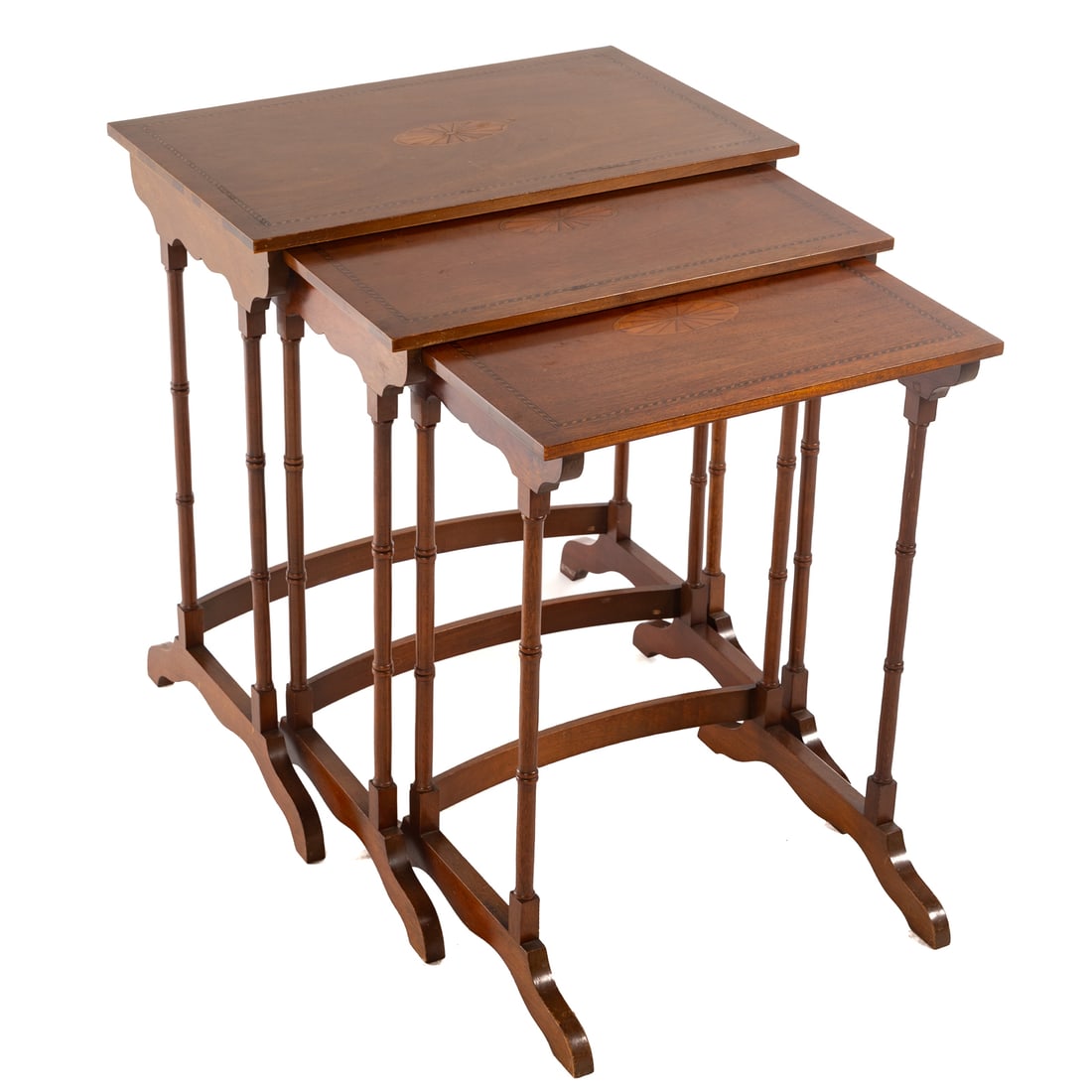 Federal Style Inlaid Mahogany Nest of Three Tables (1 of 8)