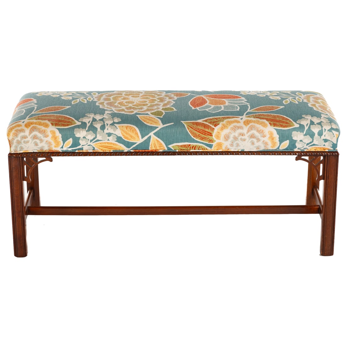 Chippendale Style Mahogany Upholstered Bench (1 of 5)