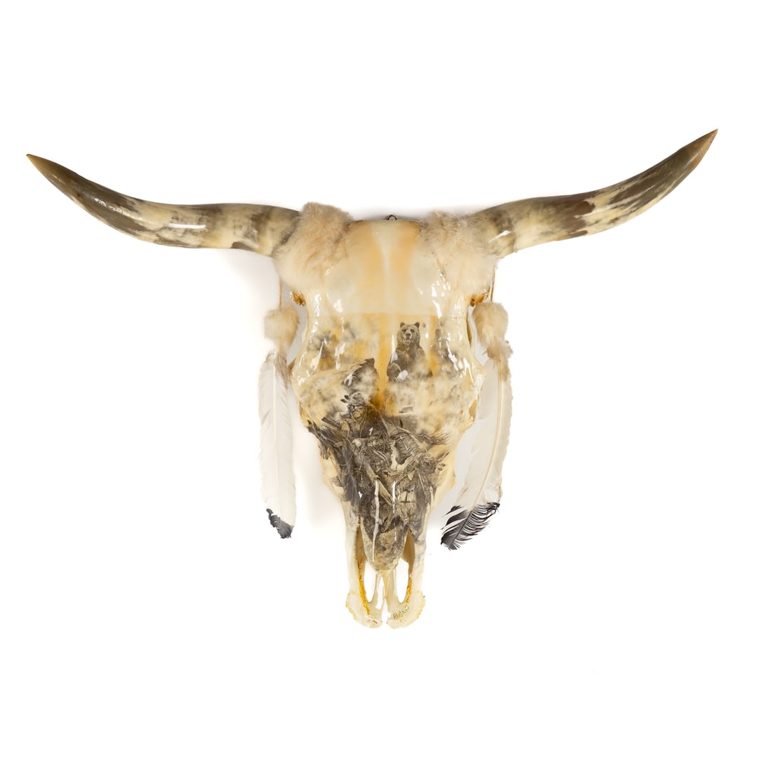 20th Century. Decoupaged Bull Skull, mixed media (1 of 6)