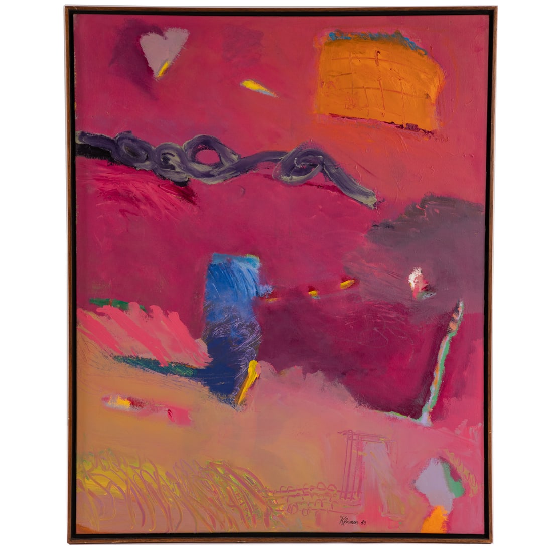 George Kleiman. Untitled, oil: (American, b. 1946) Oil on canvas, 1980, signed "Kleiman" and dated lc, canvas size: 54 x 42 1/2 in., framed size: 55 1/4 x 44 in. Provenance: From a private collection, Reston, VA
