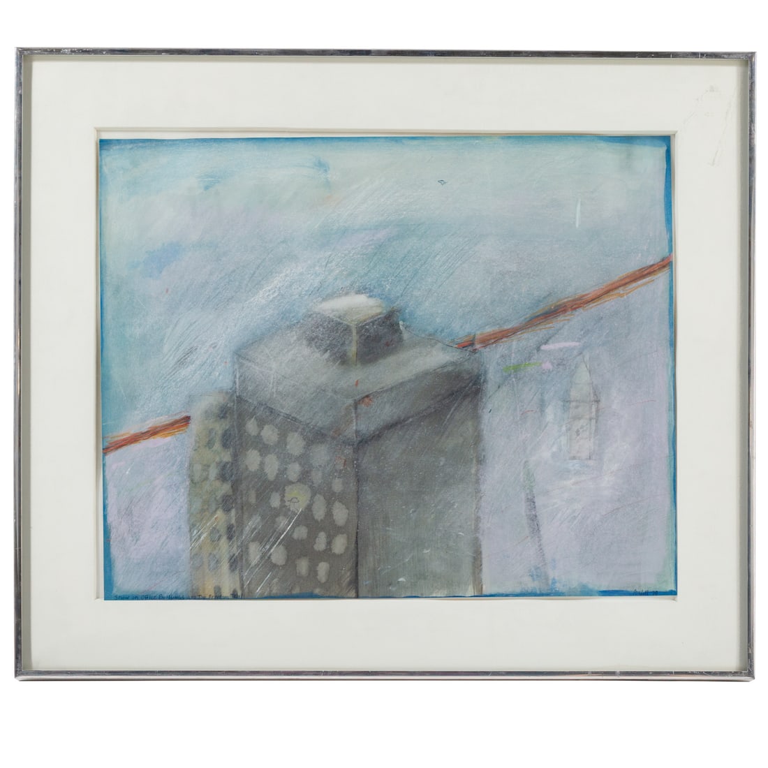 Nancy Andell. "Snow on the Office Building and the Freedom Trail," pastel: (American, b. 1953) Pastel on paper,1978, signed lr, sight size: 18 x 22 1/2 in., framed size: 24 x 28 1/2 in. Provenance: From a private collection, Reston, VA
