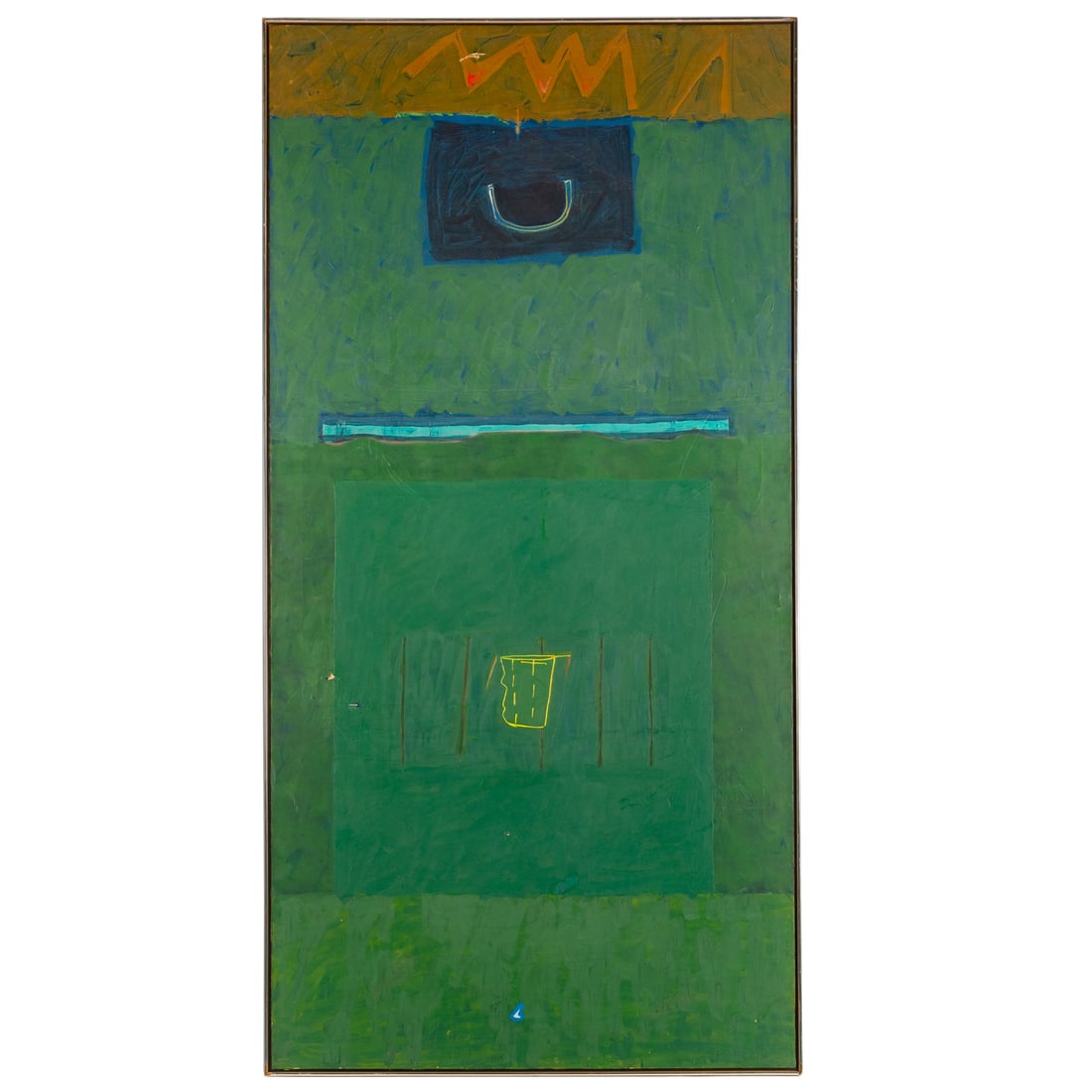 Meredith Norton. Large Abstraction, oil: (20th century) Oil on canvas, 1981, signed and dated on verso, canvas size: 96 x 48 in., framed size: 96 1/2 x 48 1/2 in. Provenance: From a private collection, Reston, VA