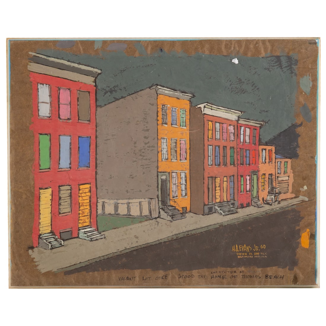 Harry A. Evans. Exeter Street Baltimore, gouache (1 of 4)