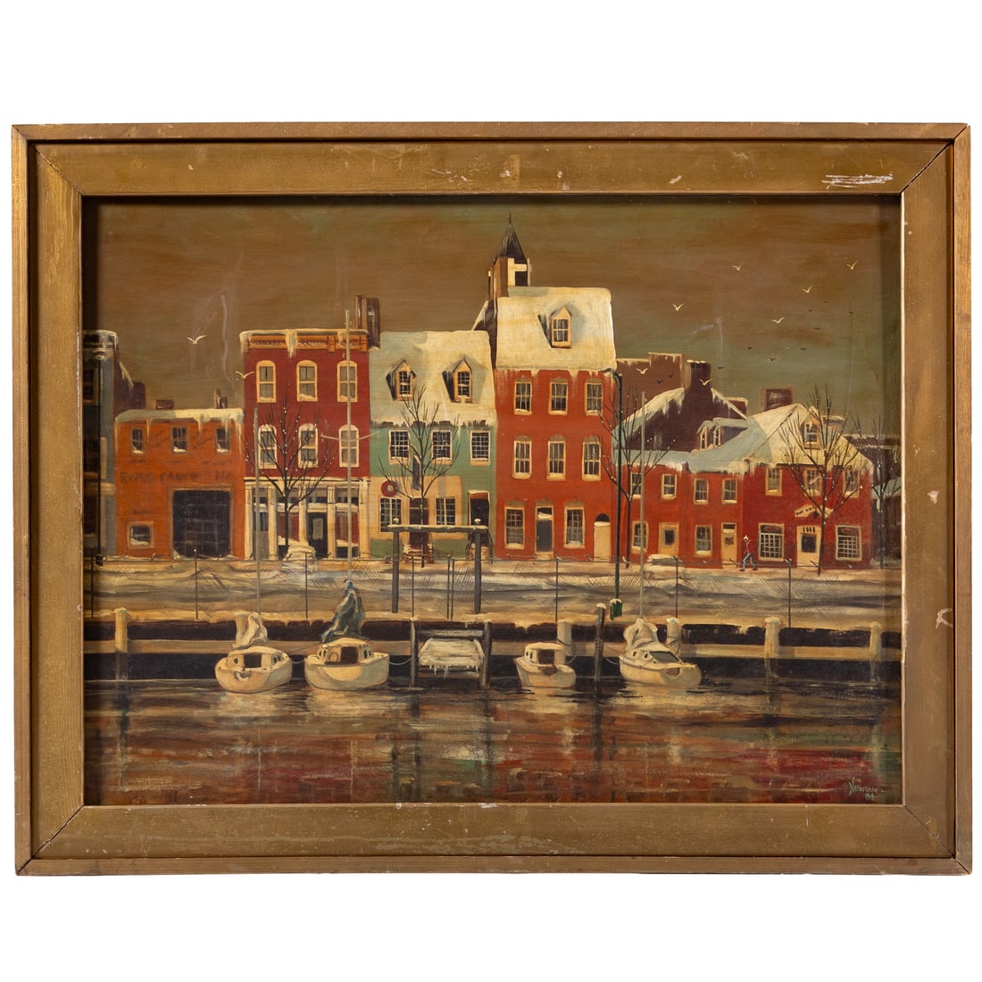C. T. Newton. "Thames Street Snow Fells Point, Baltimore," acrylic (1 of 5)