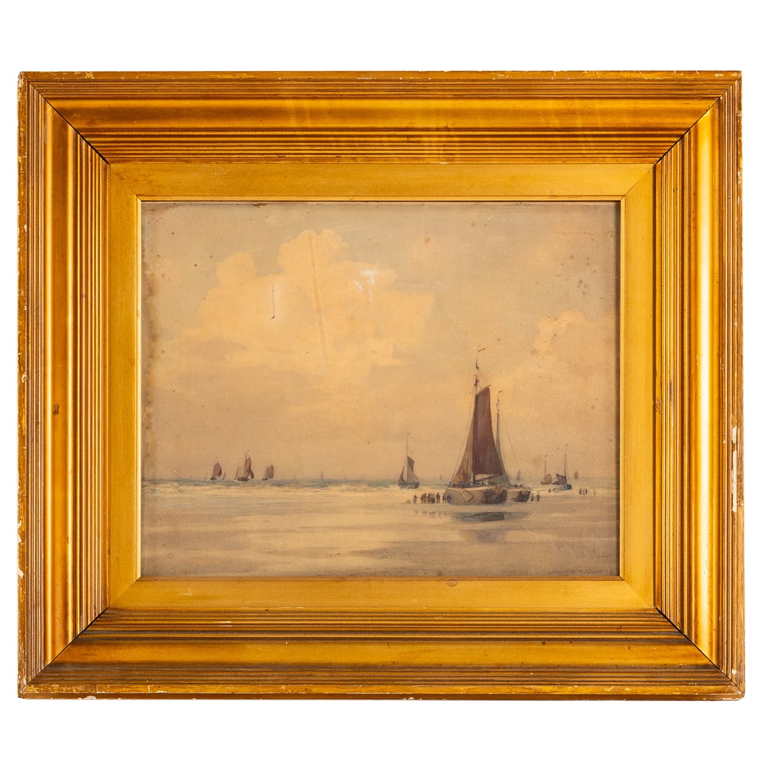 James T. Watts. Ships at Harbor, watercolor (1 of 4)