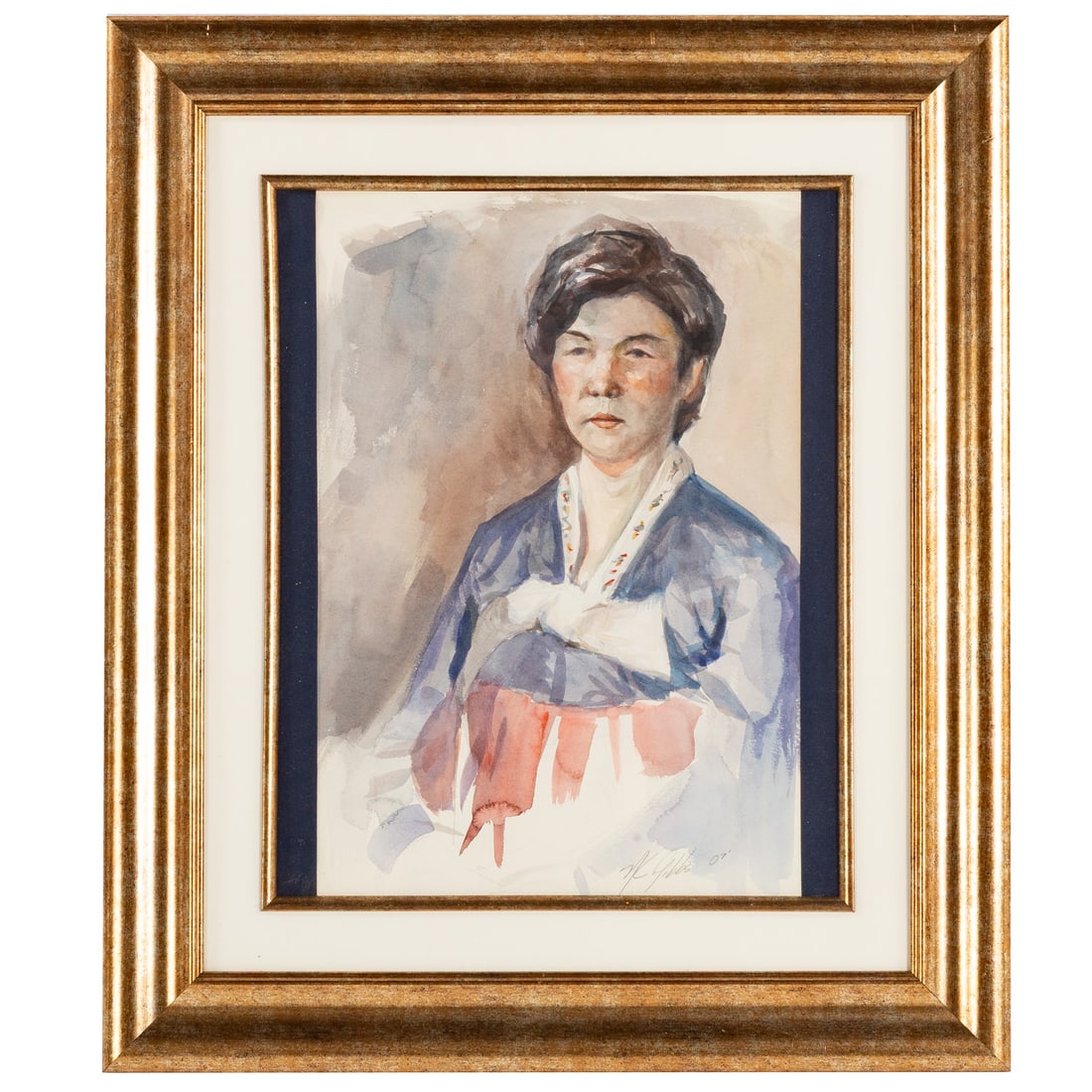 Nathaniel K. Gibbs. Woman in Kimono, watercolor (1 of 4)