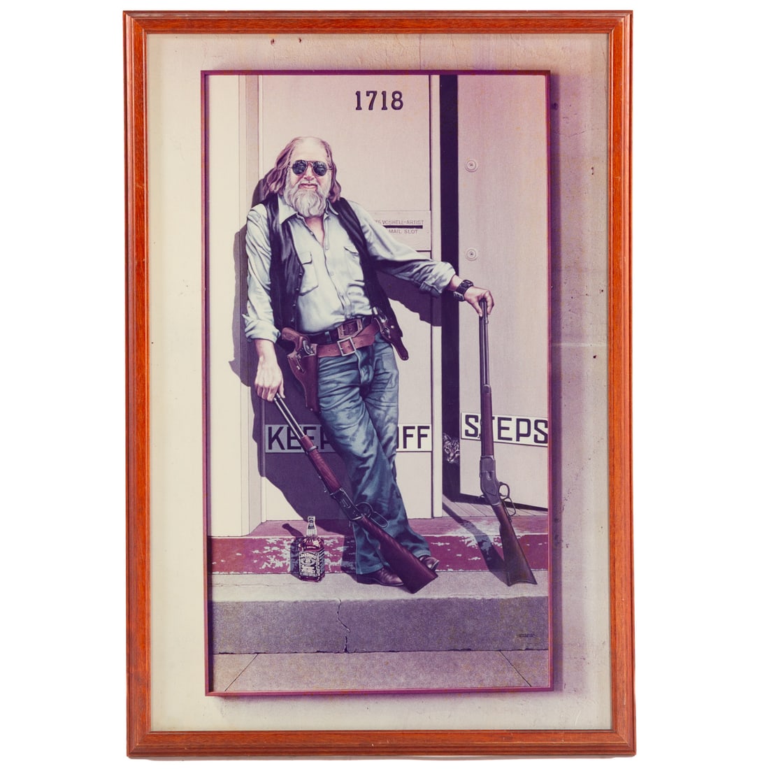 James Voshell. "The Defender," photograph: (American, 1943-2024) Color photograph by James Voshell of his 1990 painting by the same name, original work is 90 x 52 in., sight size of photograph: 29 1/2 x 19 1/2 in., framed size: 32 x 22 in.