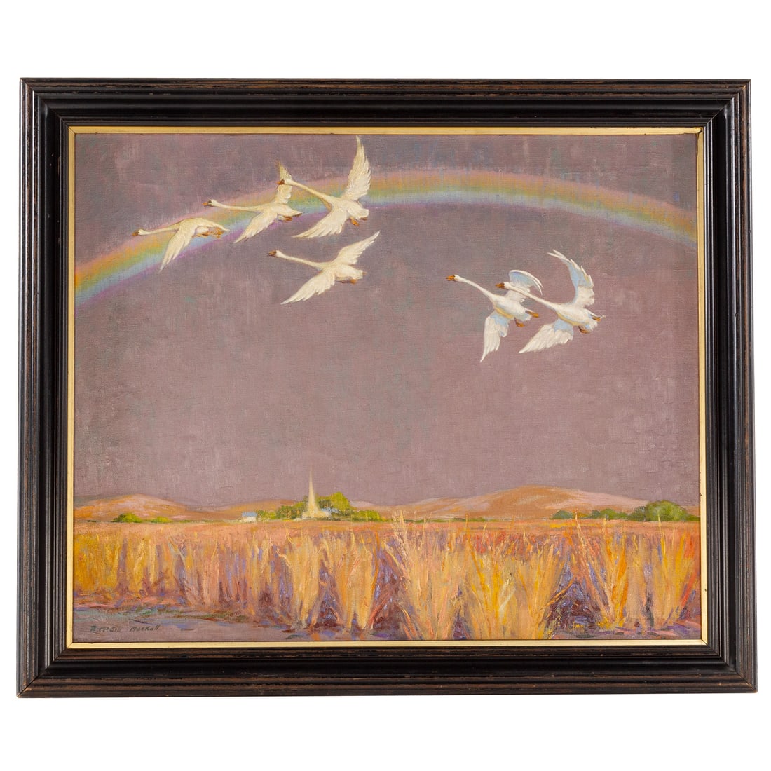 Robert McGill Mackall. "The Rainbow," oil: (American, 1889-1992) Oil on canvas, signed ll, with informational labels attached verso, sight size: 25 3/4 x 31 3/4 in., framed size: 31 1/2 x 37 in. Provenance: From a private collection, Bethany