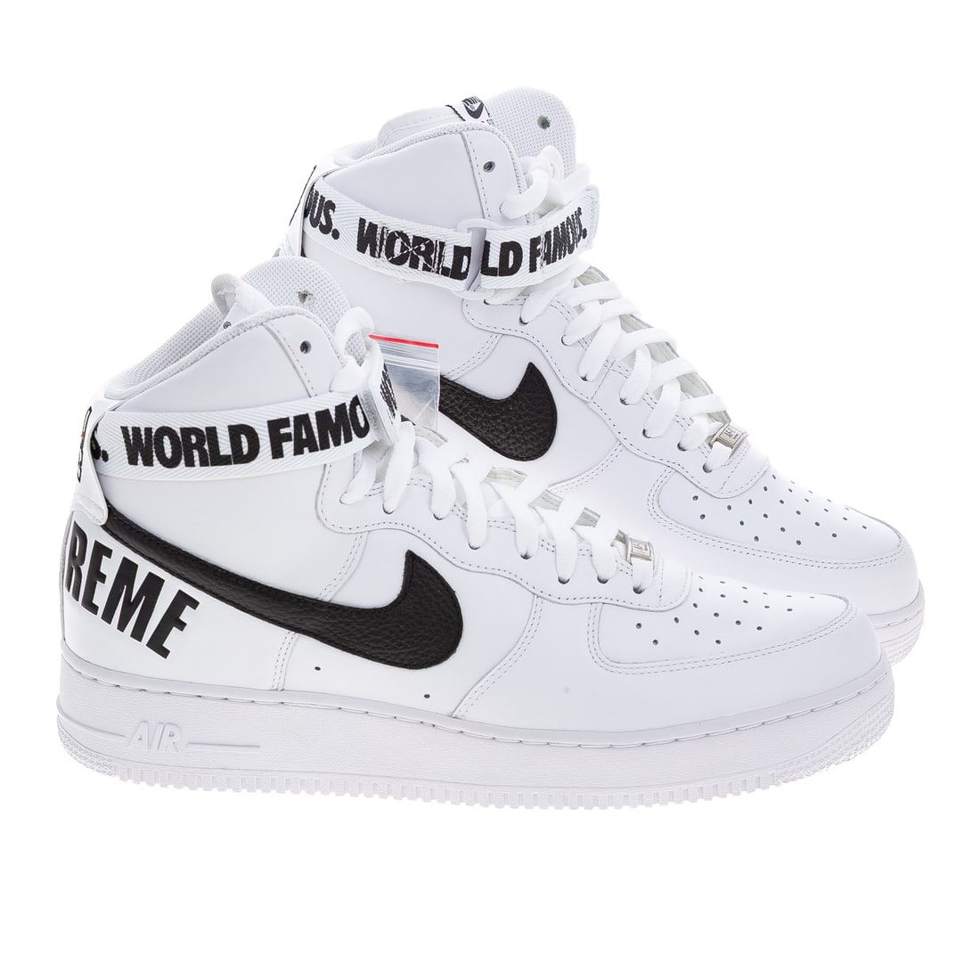 A Pair of Nike Air Force 1 High Supreme SP: A pair of white and black Nike Air Force 1 High Supreme SP sneakers, 2014, #698696-100, men's size 12, includes original box Provenance: From the Estate of Sean Conway, Annapolis, MD and Los Angeles, 