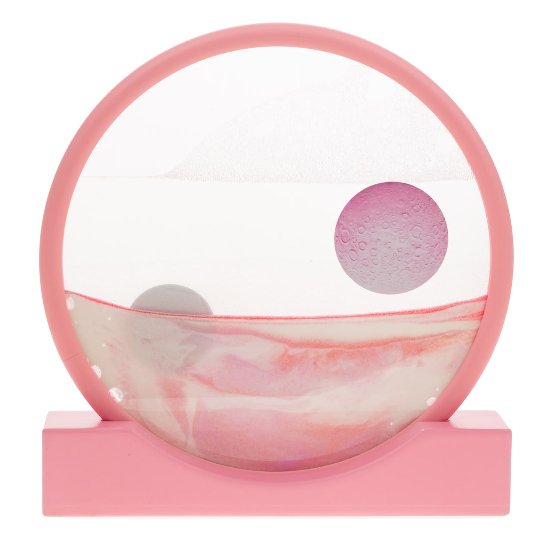Daniel ARSHAM "Sand Circle": Daniel Arsham (b. 1980) A pink wood, sand, liquid, and glass "Sand Circle," 2019, 367/500, 10 3/4 in. H, 10 1/4 in. W, approx. 2 1/4 in. D Provenance: From the Estate of Sean Conway, Annapolis, MD