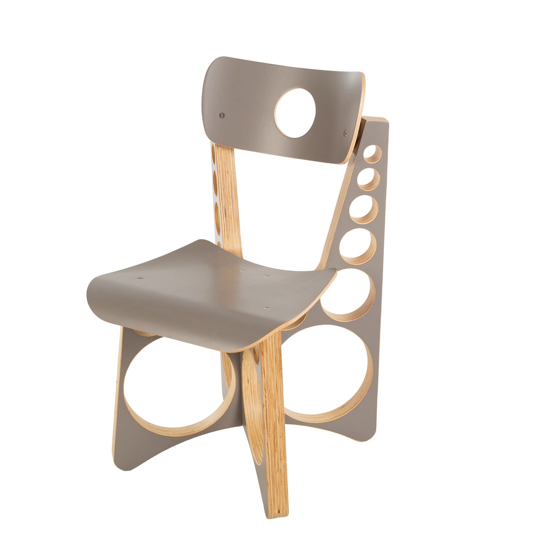 A Tom SACHS "Shop Chair": (American, b. 1966) A grey maple, pine plywood, water-based lacquer, rubber flex-mounts and stainless steel screws "Shop Chair," S/N: 2019.274, No. 24, 33 1/8 x 18 7/8 x 20 7/8 in. Provenance: From