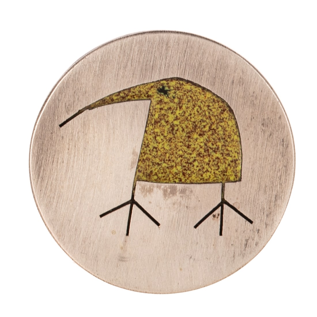 A Betty Cooke Enamel Disc Bird Brooch in Sterling Silver (1 of 3)