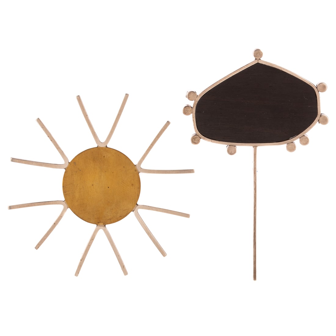 Two Betty Cooke Brooches in Brass & Sterling Silver (1 of 3)