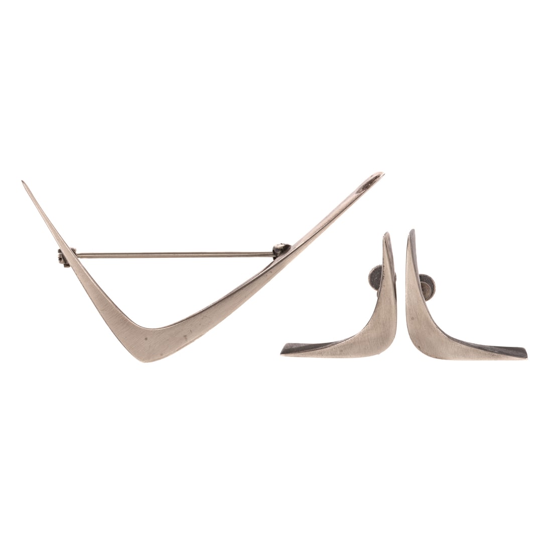 A Betty Cooke Boomerang Pin & Earrings in Sterling Silver (1 of 3)