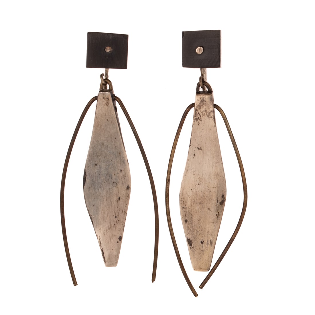 A Pair of Early Betty Cooke Dangle Ear Clips in Sterling Silver & Brass (1 of 3)