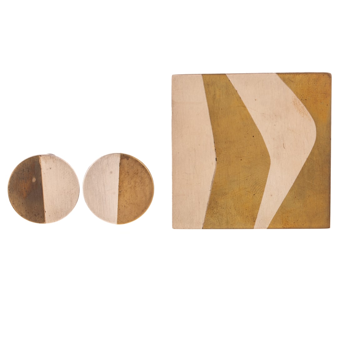 A Betty Cooke Pin & Ear Clips in Sterling Silver & Brass (1 of 3)