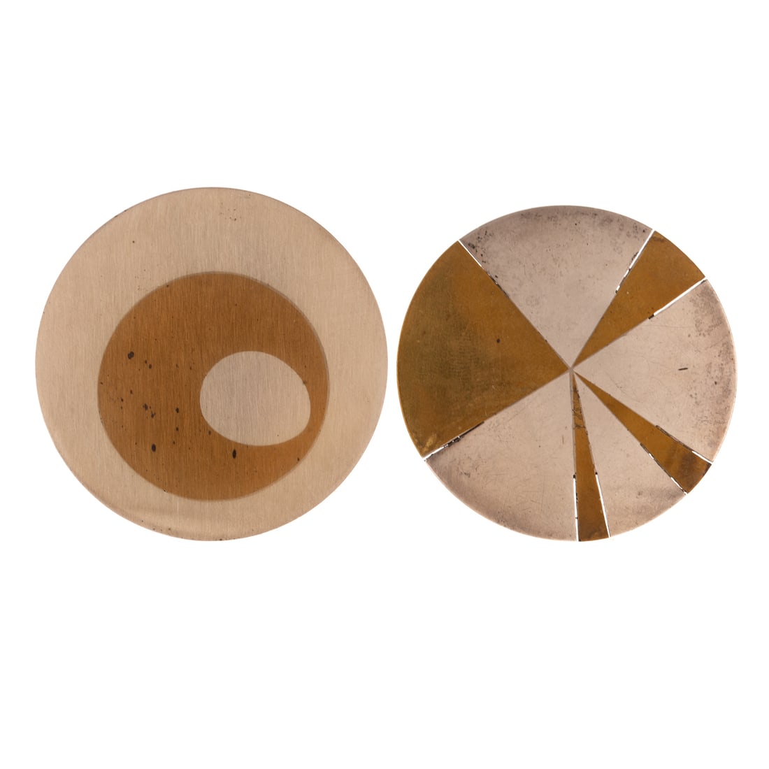 Two Early Betty Cooke Disc Brooches in Sterling Silver & Brass (1 of 3)