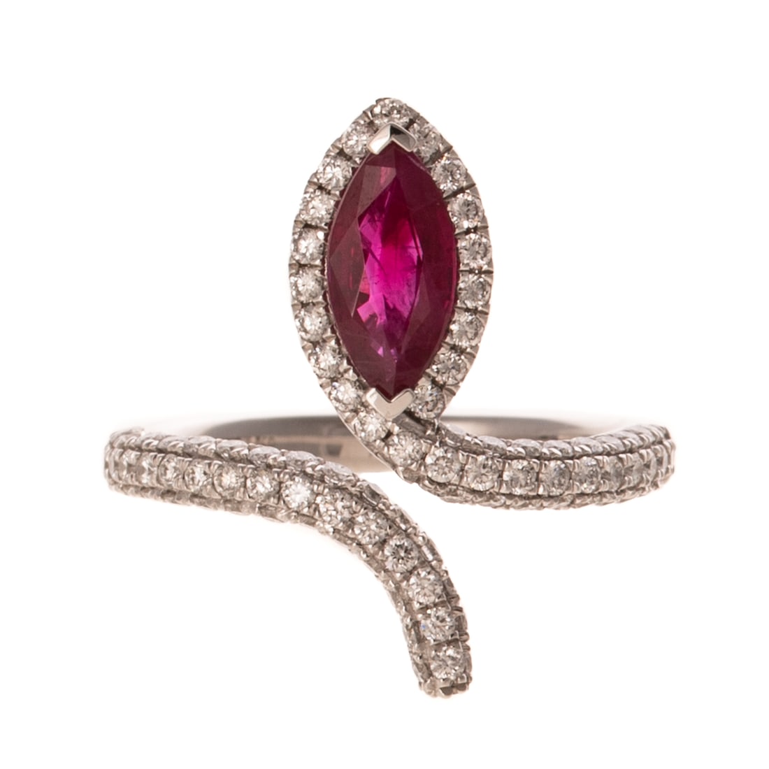 A GIA Burmese Ruby Snake Ring in Platinum (1 of 7)
