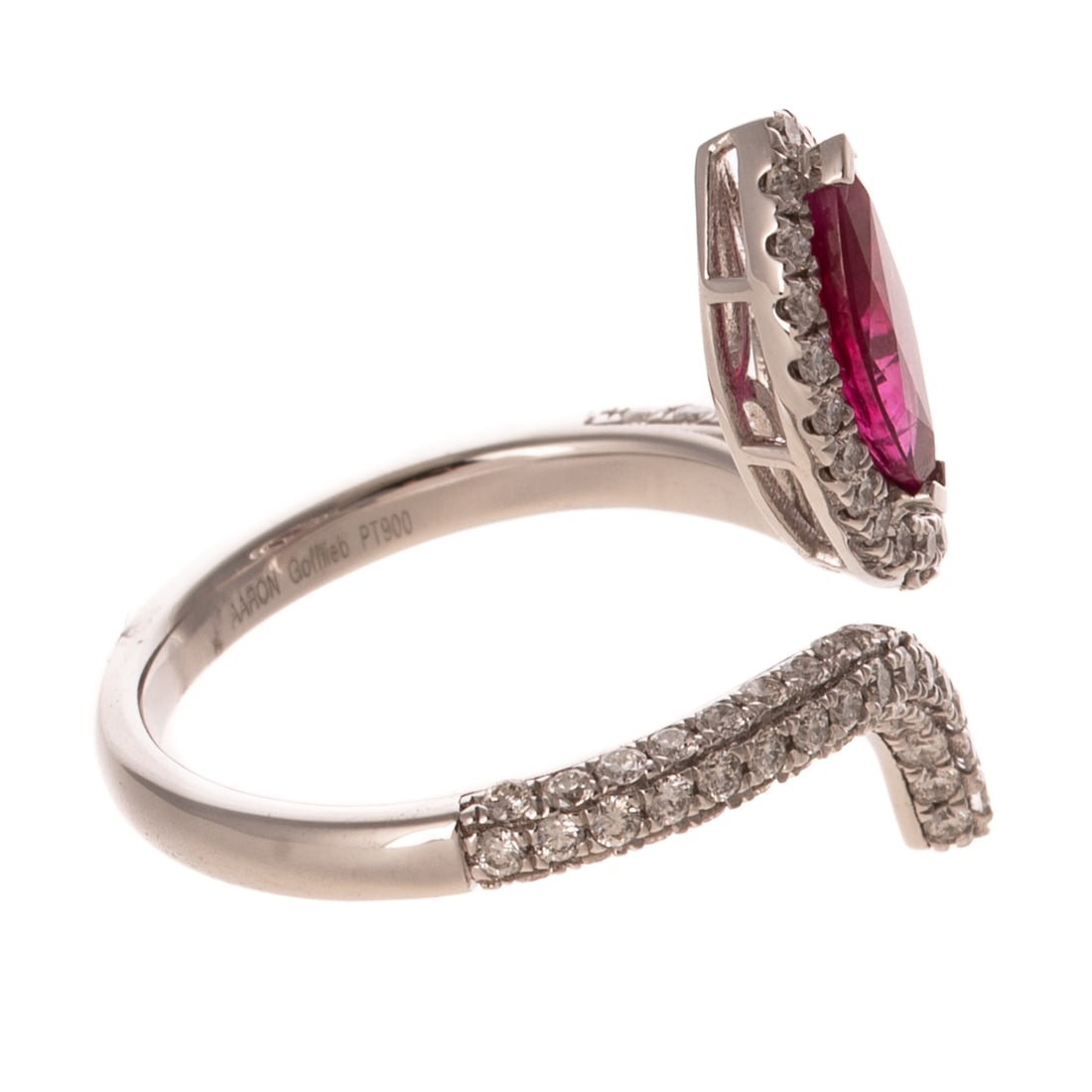 A GIA Burmese Ruby Snake Ring in Platinum - 2