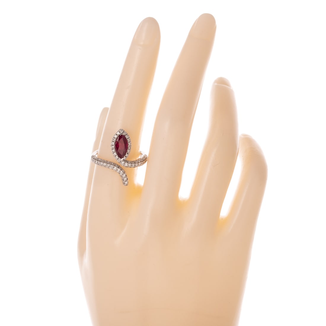 A GIA Burmese Ruby Snake Ring in Platinum - 6
