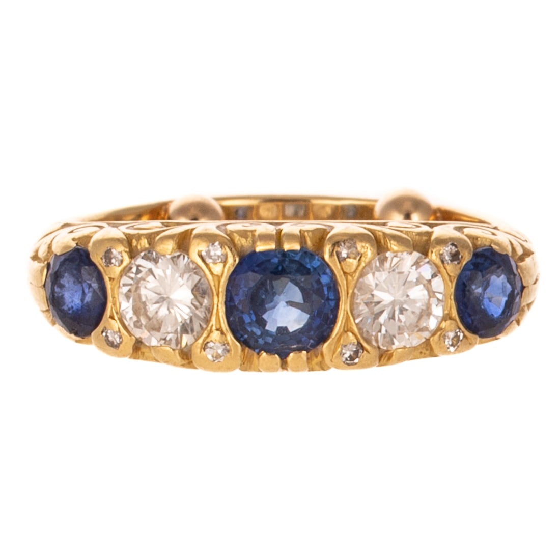 A Victorian Diamond & Sapphire Band in 18K (1 of 5)