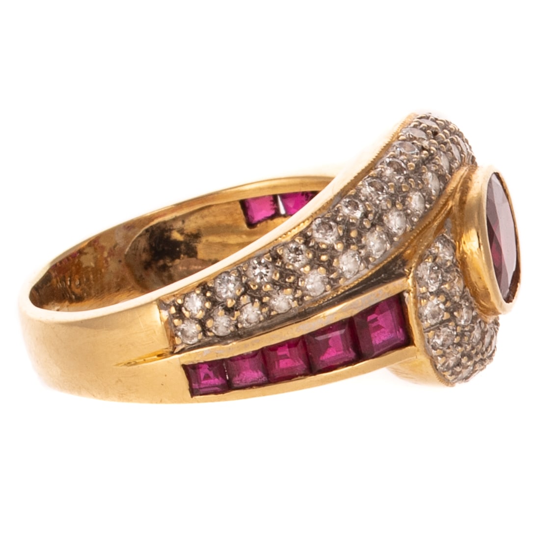 A Ruby & Diamond Swirl Ring in 18K - 2