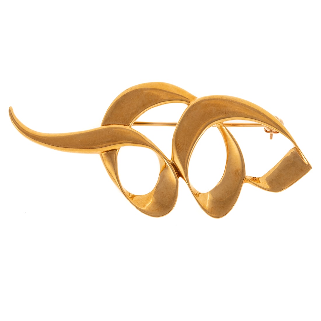 A Tiffany & Co Paloma Picasso Brooch in 18K: 1983, 18K yellow gold high polish ribbon brooch by Paloma Picasso for Tiffany & Co, signed, 2 in. L, 6.5 grams Provenance: From a Baltimore estate