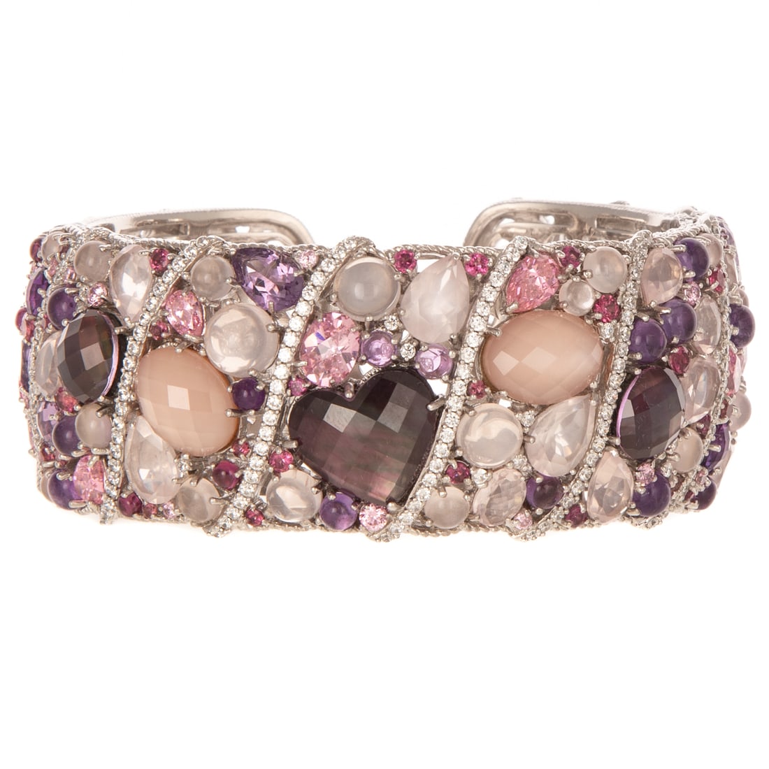 A Judith Ripka Wide Multi Gemstone Cuff in Sterling Silver (1 of 5)