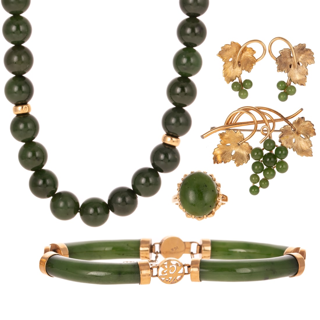 A Green Jade Demi Parure in 14K & More (1 of 4)