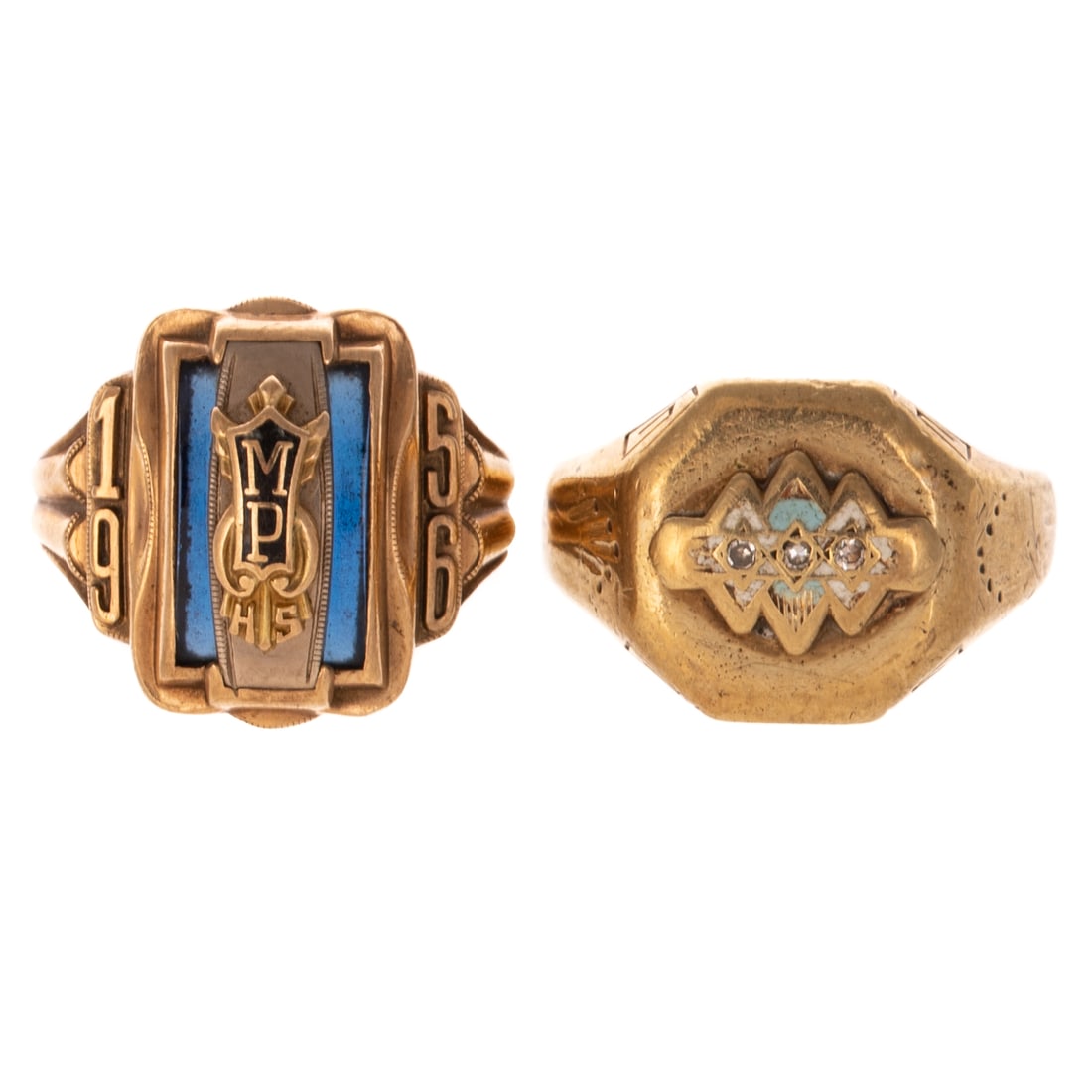 An Antique Signet Ring & Class Ring in 10K (1 of 5)