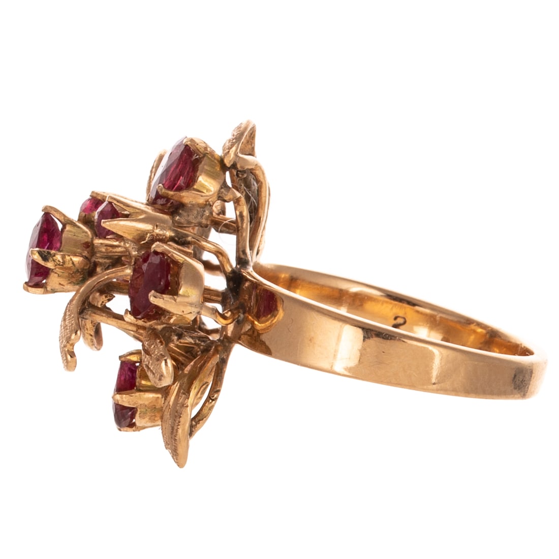 A Foliate 1.00 ctw Ruby Ring in 14K - 2