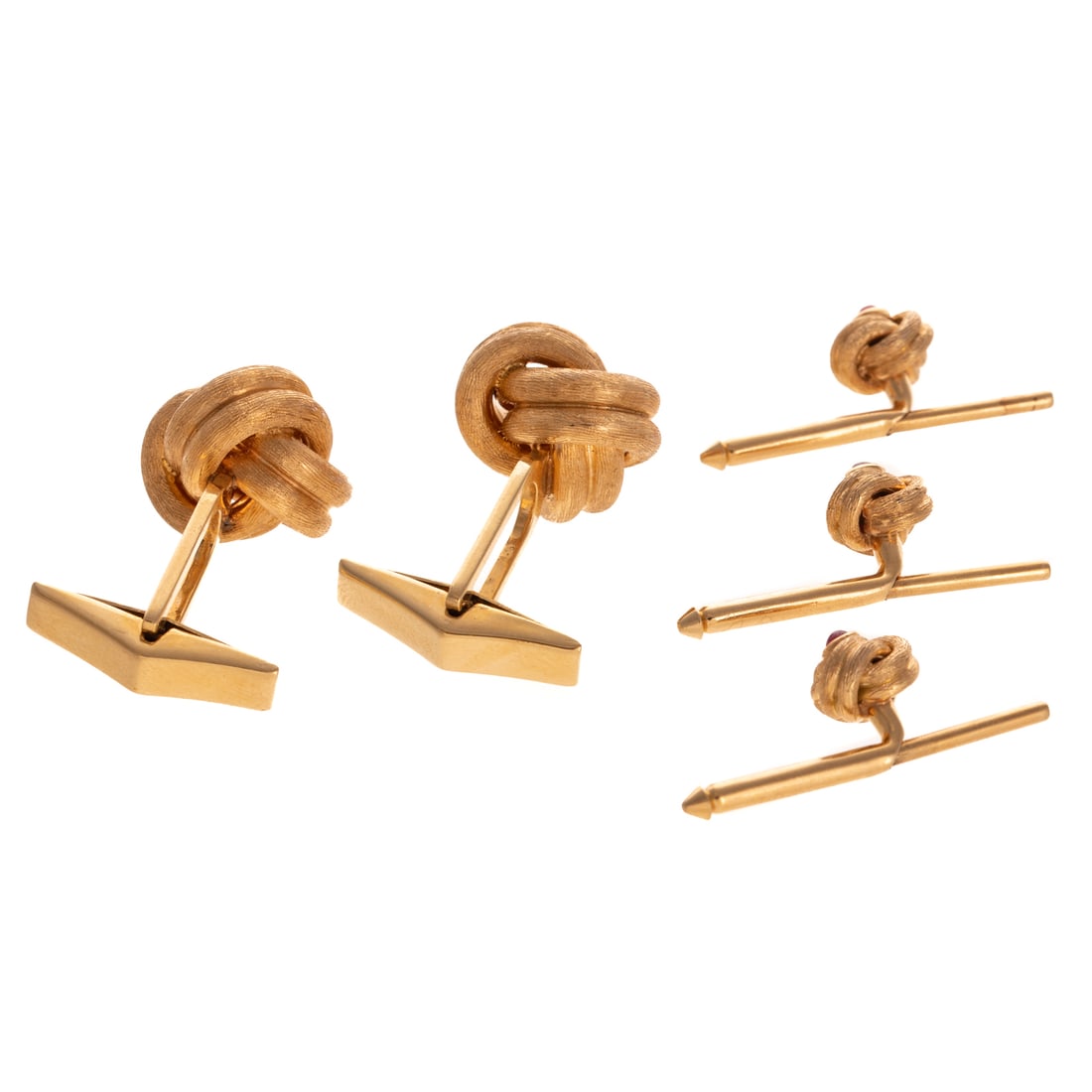 A Ruby Knot Cufflink & Stud Set in 14K - 3