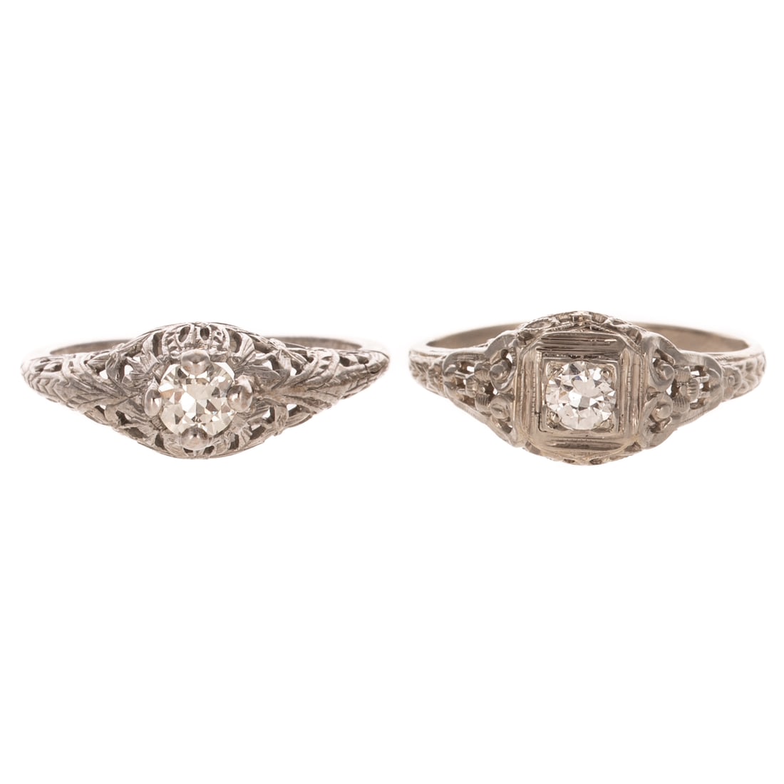 A Pair of Art Deco Diamond Rings in 18K (1 of 5)