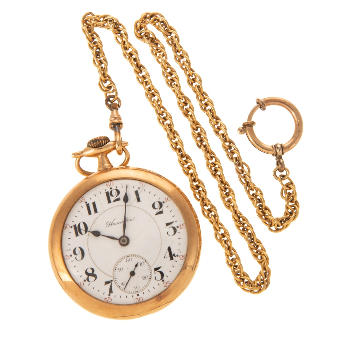 A Hamilton Pocket Watch & Chain in 14K & 10K (1 of 5)